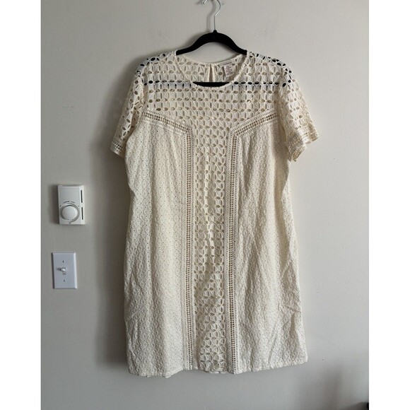 Anthropologie‎ Sundance Size 16 XXL Crochet Lace Slip Dress Lined Boho Festival - Picture 1 of 7